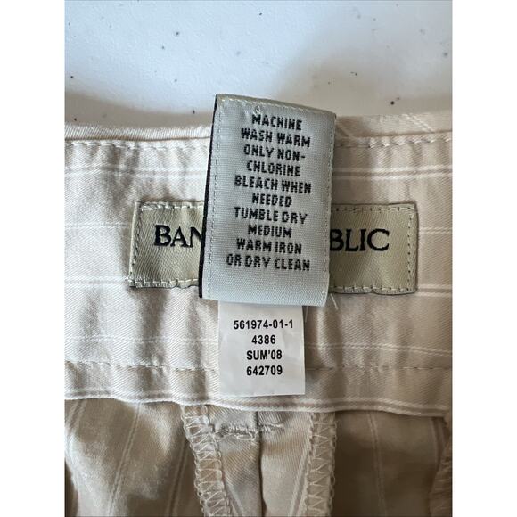 Banana Republic Stretch Size 10 Pin Striped Straight Capris Capri Pants Beige - Picture 7 of 7
